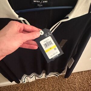 Nautica Black and Cream Knit Top